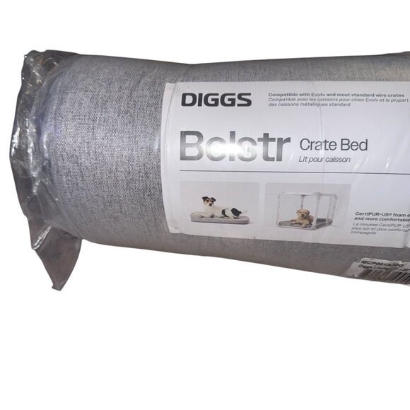 New Sealed Diggs Bolstr Dog Crate Bed 30 X 19 Gray Water Resistant Headrest - Picture 2 of 8